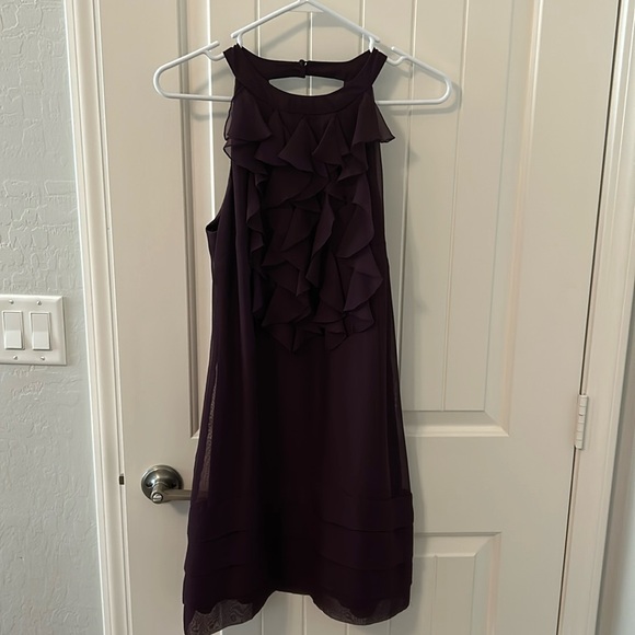 IEdesigned Dresses & Skirts - Women deep purple front ruffled dress w/bottom pleats.